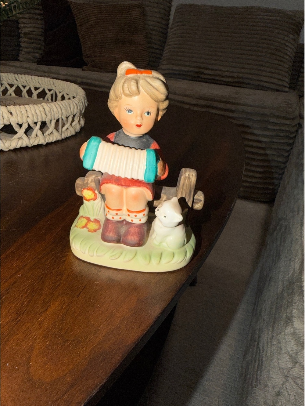 Girl Figurine with White Dog